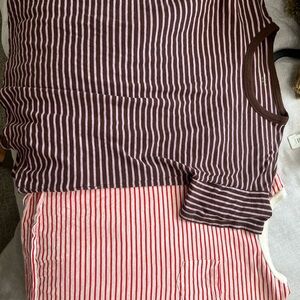 Madewell Vintage Tees - Red and White Striped & Brown and Pink Striped